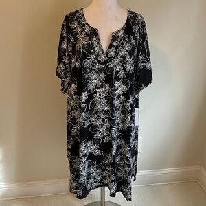 Swimsuits For All Black White Floral Cover Up Dress